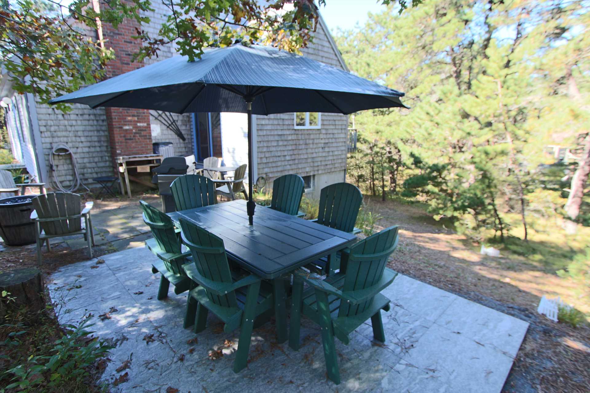 Outside patio with dining table