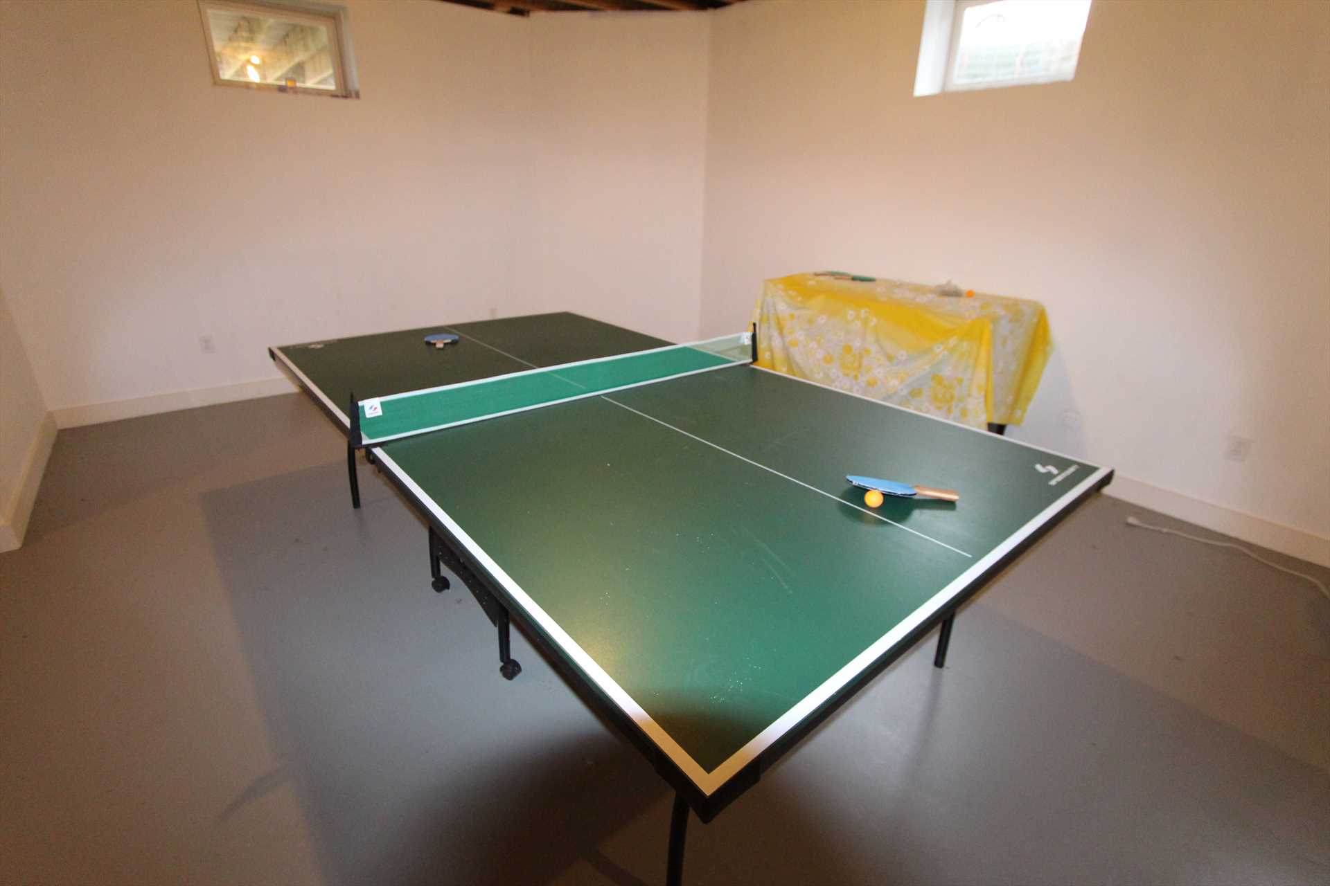 Ping pong table in basement