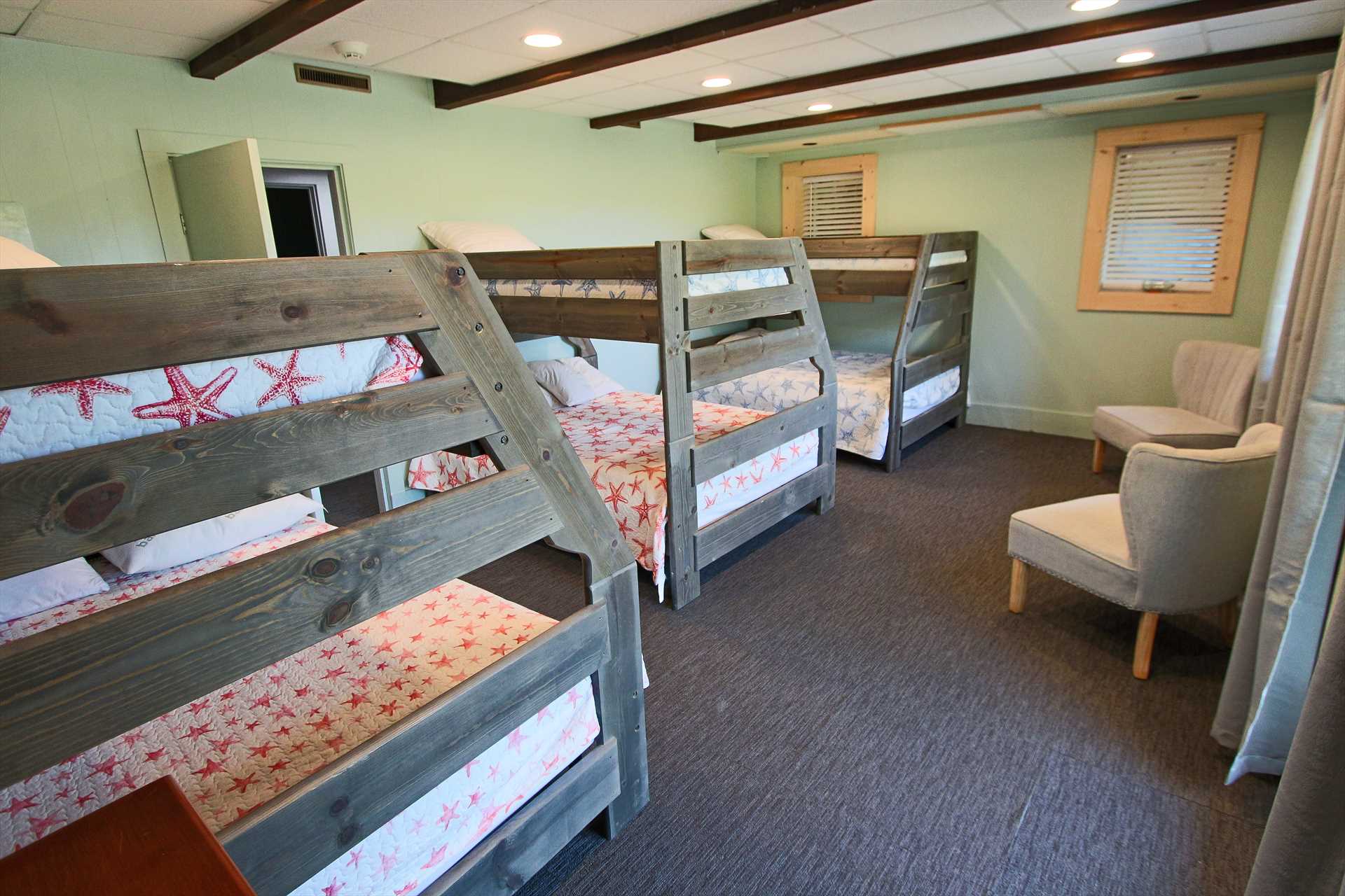 Bedroom #4-  3 Twins, 3 Doubles- Lower Level (Bunk Beds) Wal